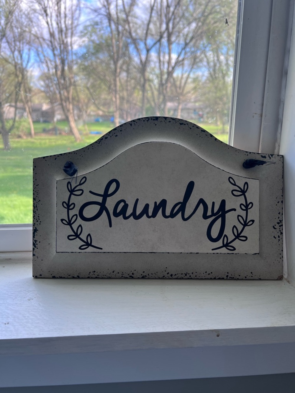Rustic "Laundry" Script Wall Plaque in Cream and Black